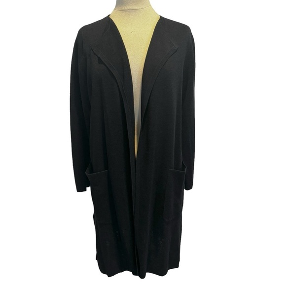 J. Crew Black Knit Open front long duster cardigan Small S - Picture 1 of 11